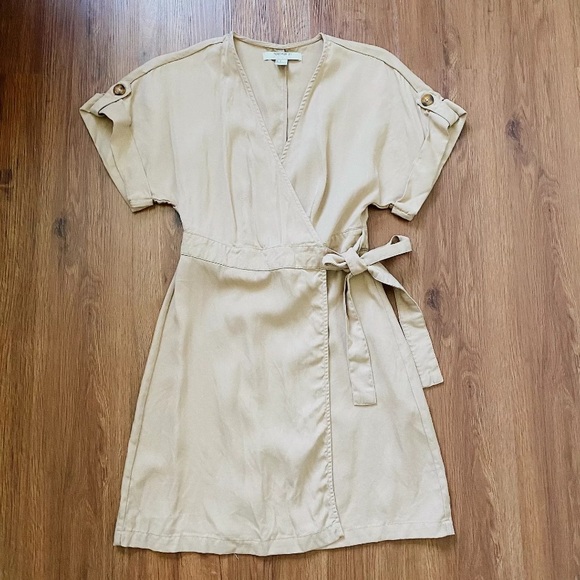 Tan Trench Dress Vintage Style Womens Boutique New Bohomian Boho - Picture 3 of 6